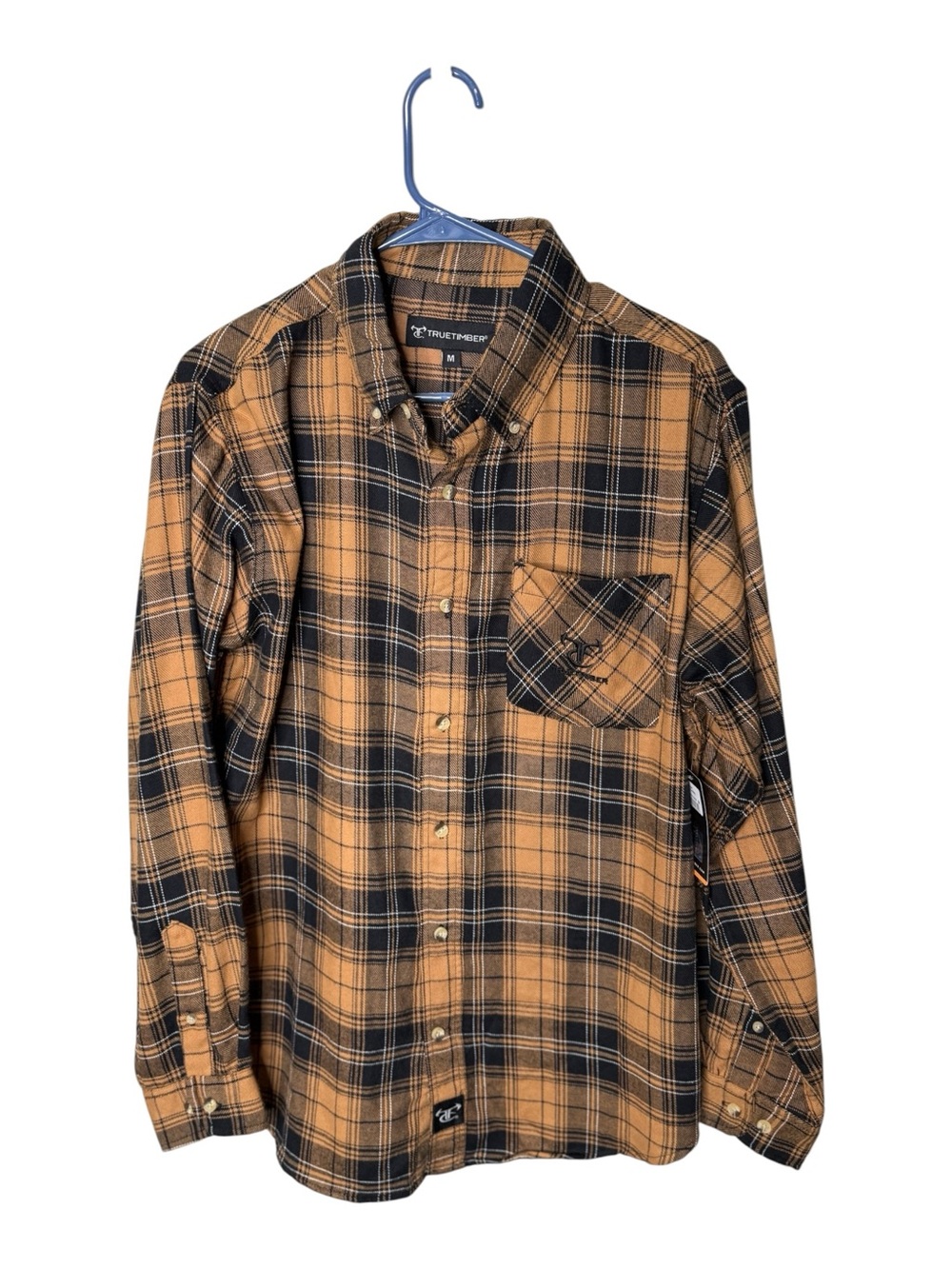 TrueTimber Brown Black Plaid Flannel Button Down Shirt Medium NWT